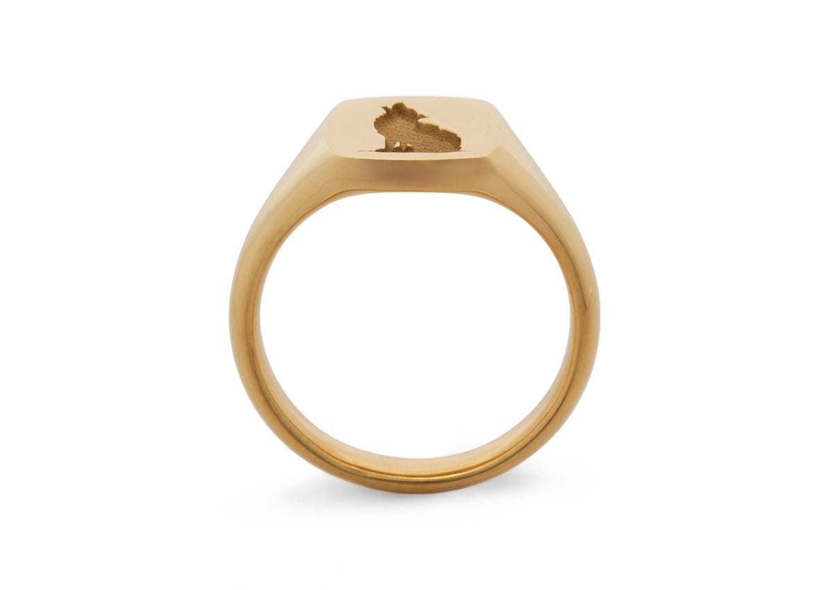 Quadrant Wolf Signet Ring, Yellow Gold