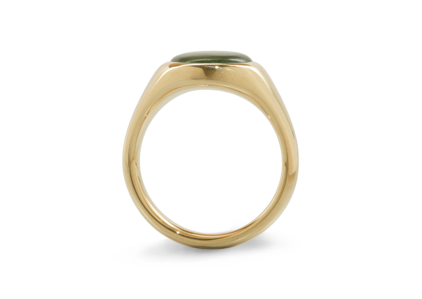 Oval Greenstone Signet Ring, Yellow Gold