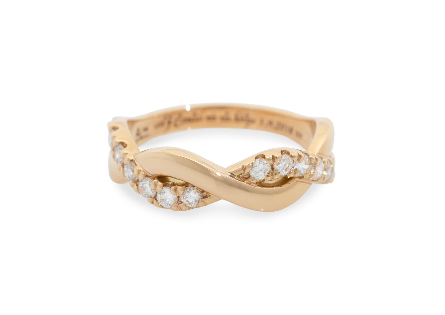 Woven Diamond Wedding Band, Red Gold