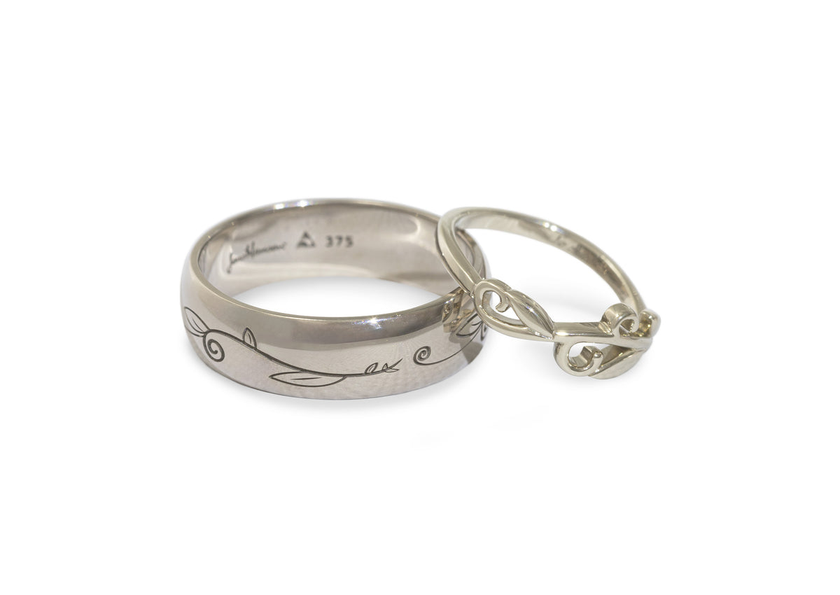 Curlicue Vine Ring, White Gold