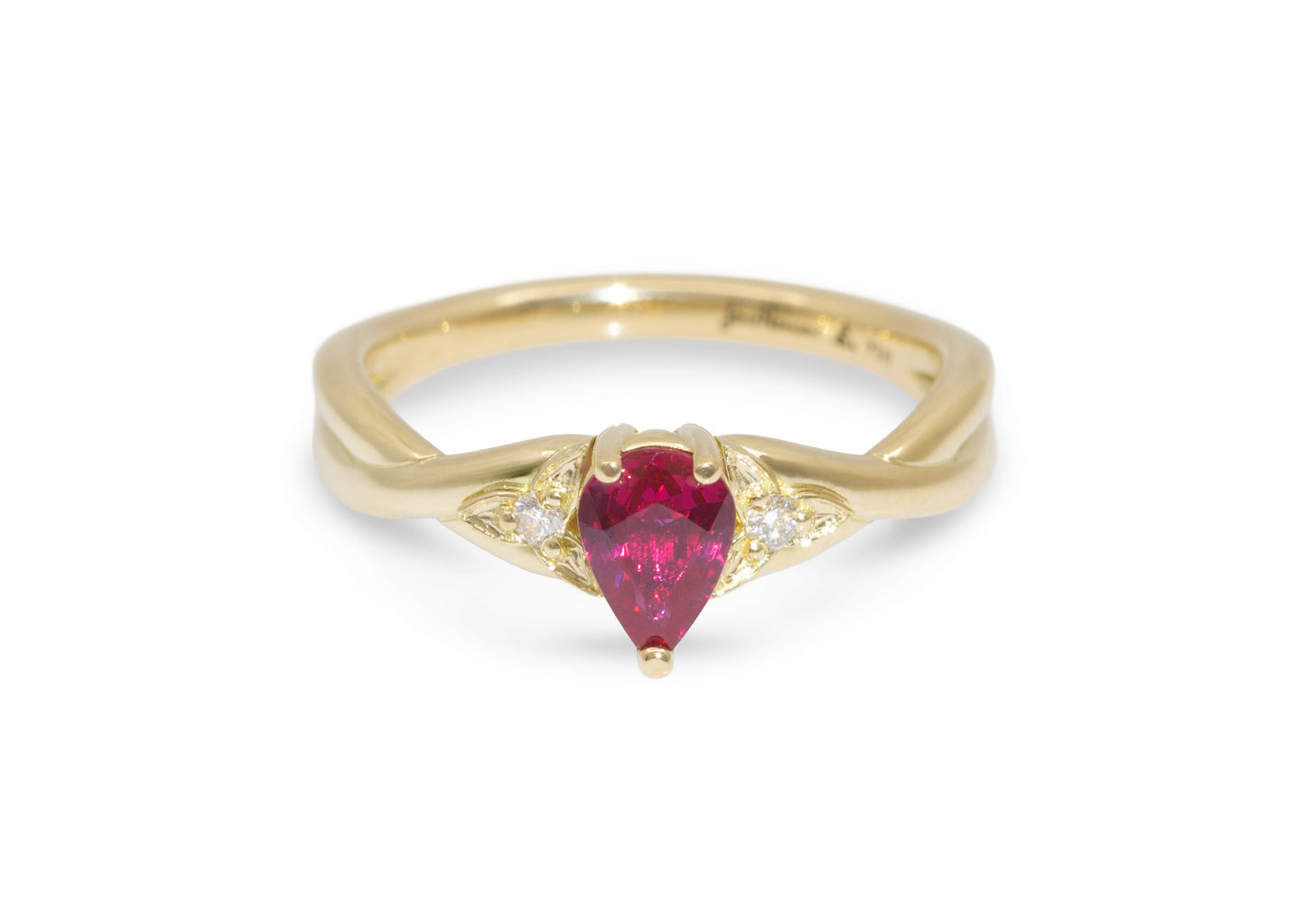 Delicate Ruby Engagement Ring, Yellow Gold