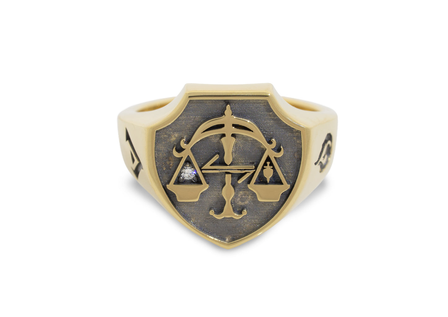 Fantasy Shield Signet Ring, Yellow Gold