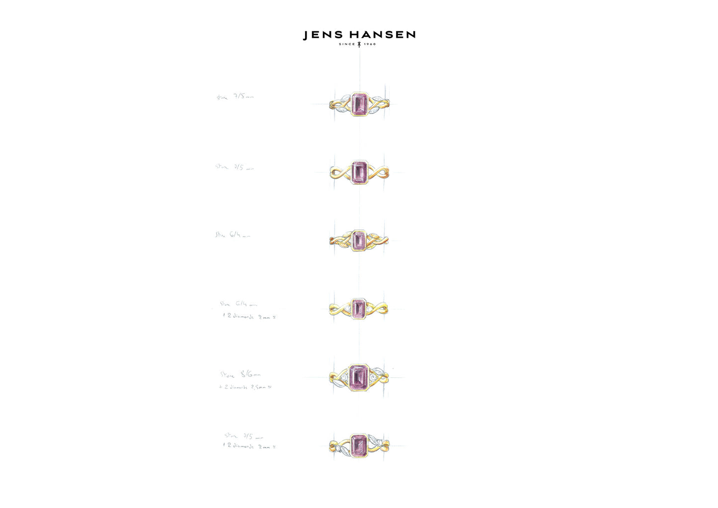 Amethyst Vine Ring, Yellow & White Gold