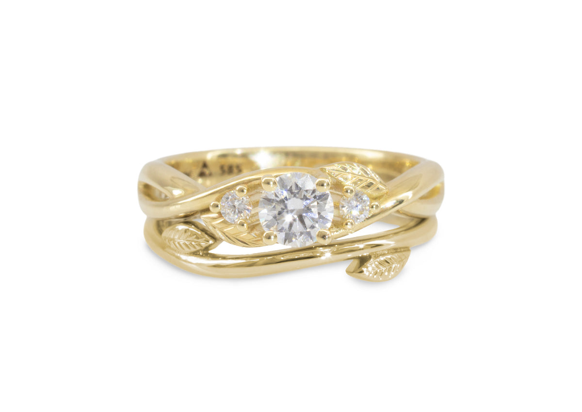 Simple Elvish Vine Wedding Band, Yellow Gold