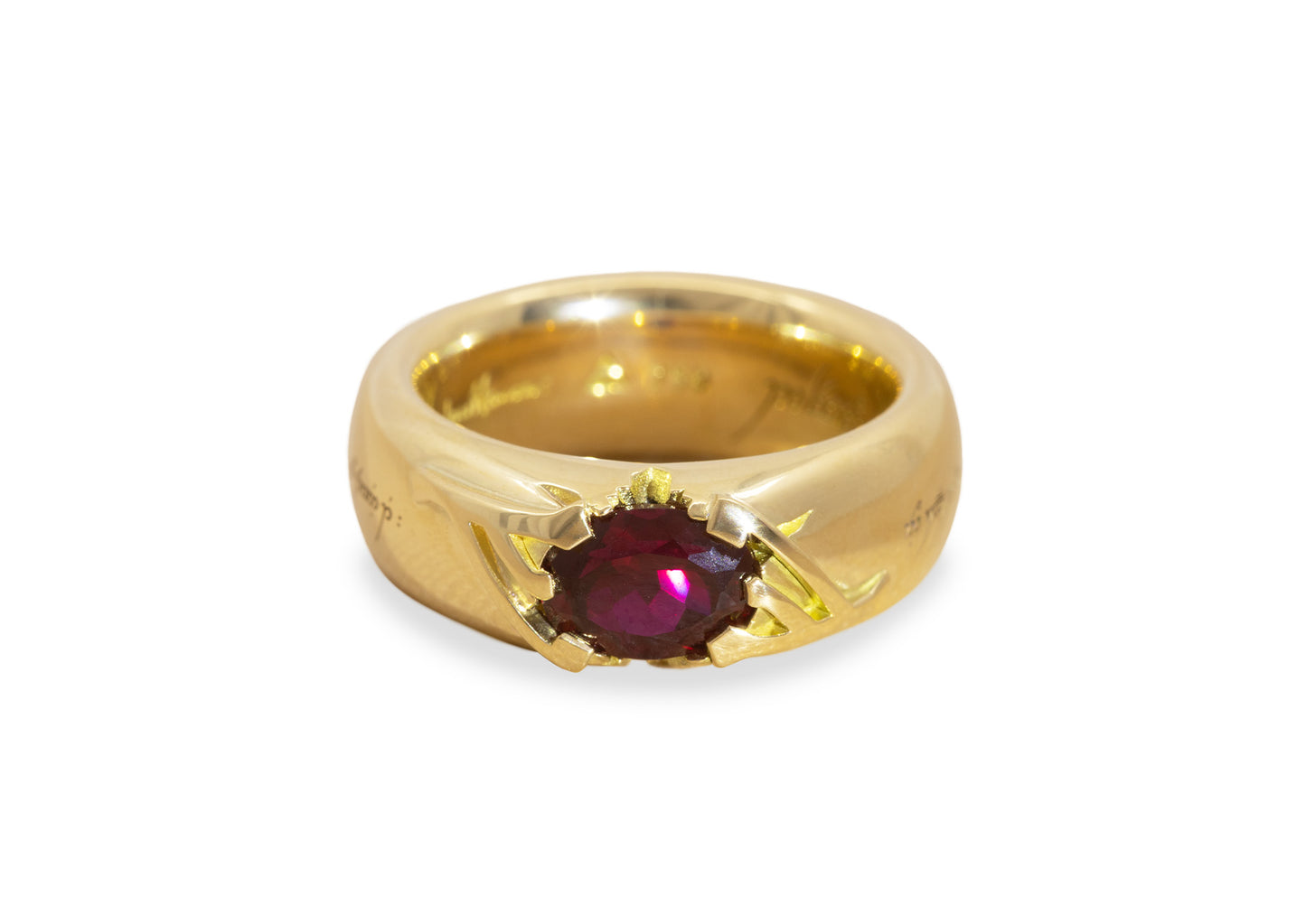 Ruby Rune Ring, Yellow Gold