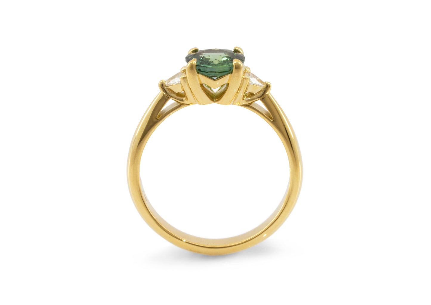 J3047 Teal Saphire & Diamond Ring , Yellow Gold