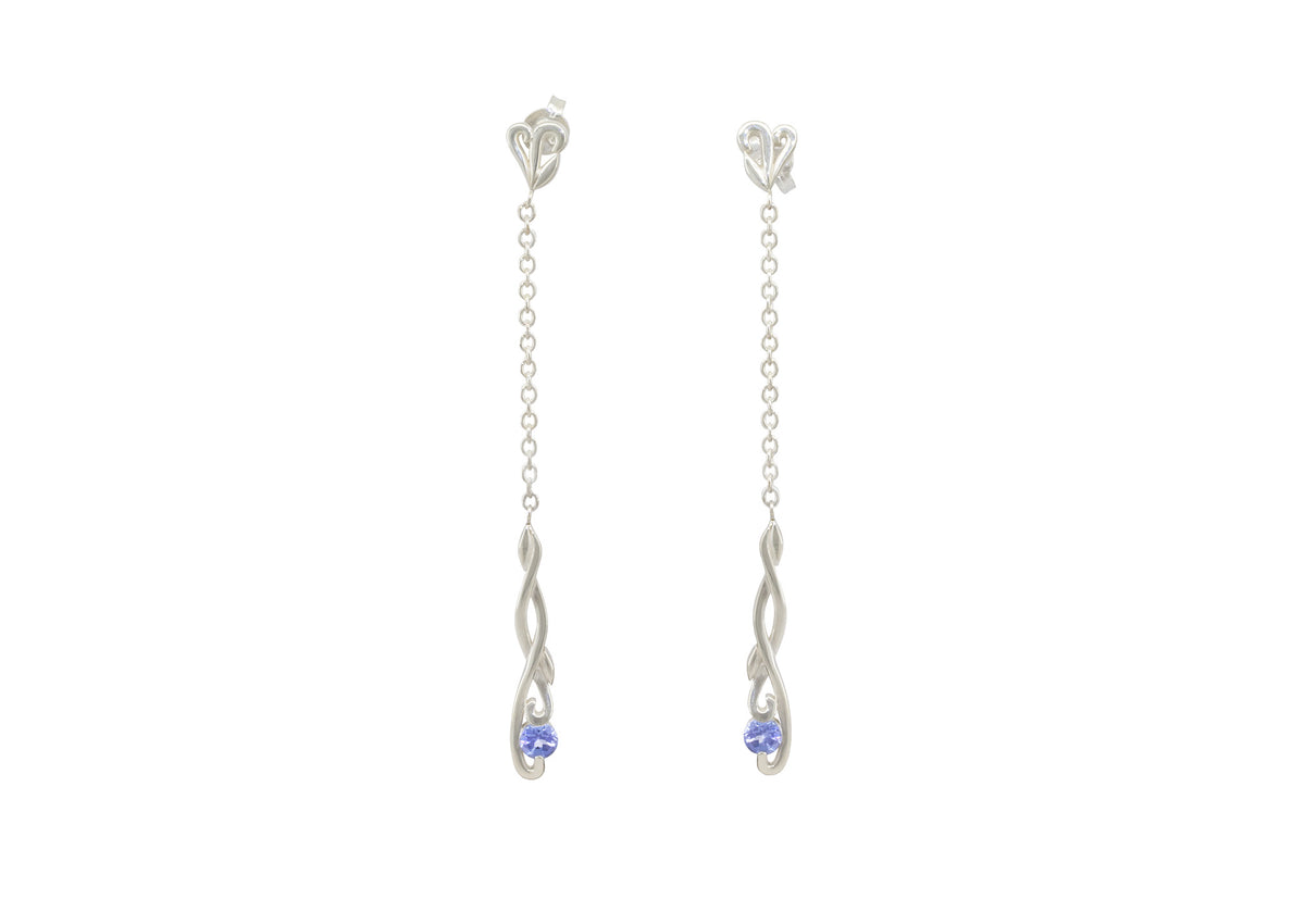Elvish Drop Earrings, Sterling Silver