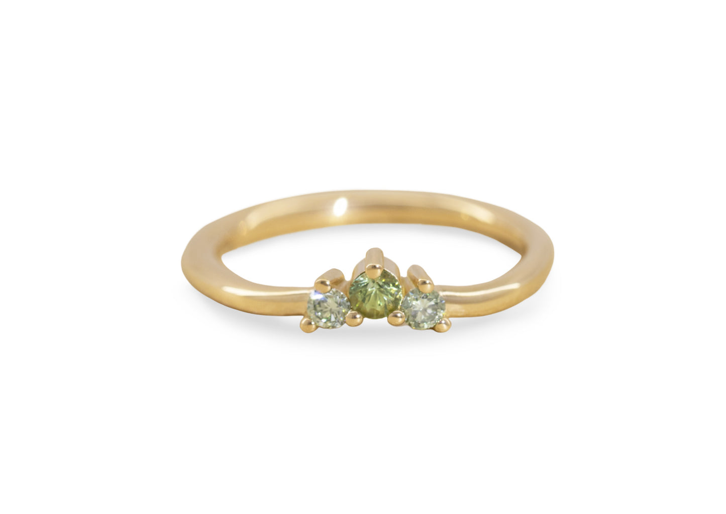 Mint Green 3 Stone Band, Red Gold