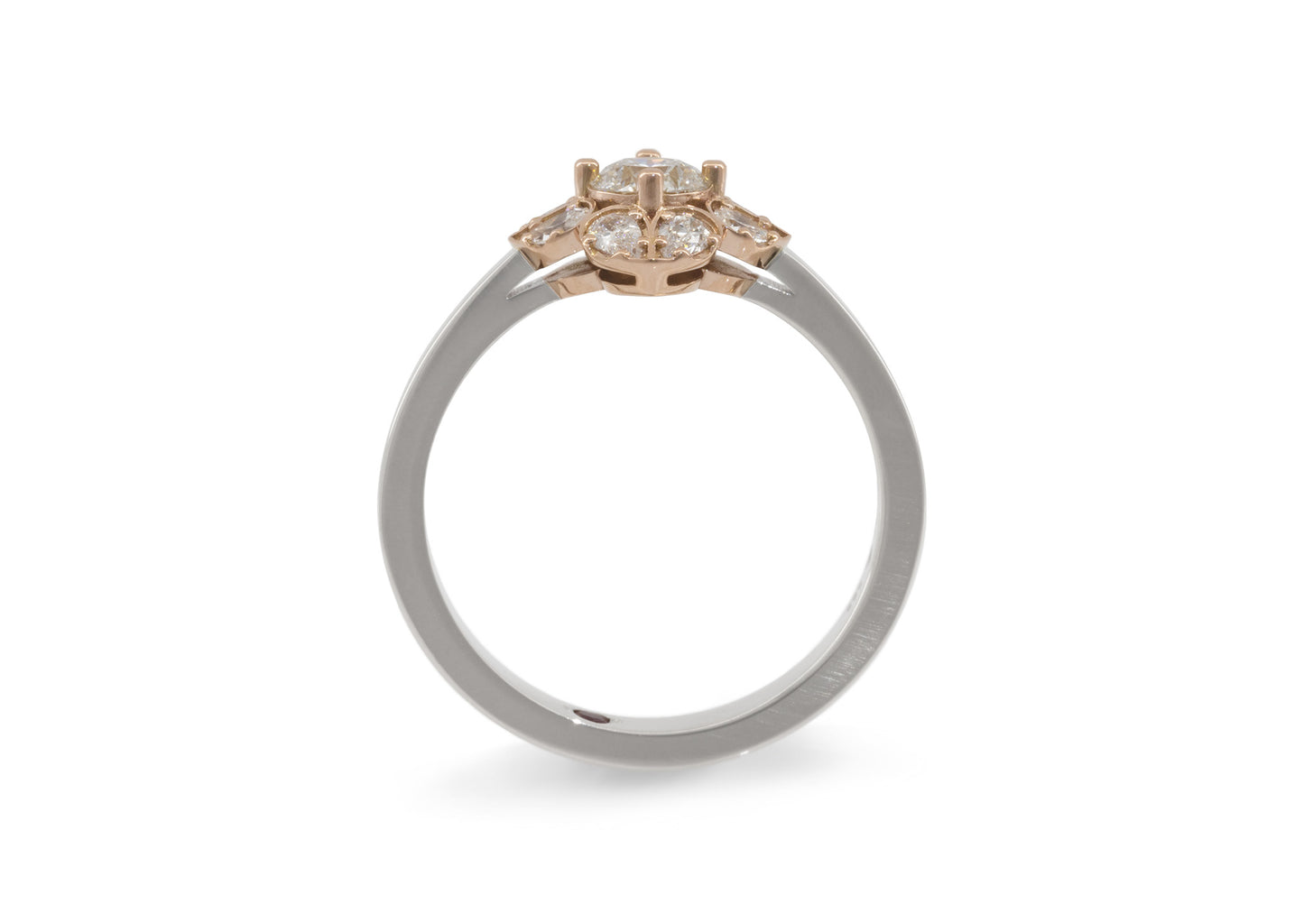 Diamond Flower Ring, White & Red Gold