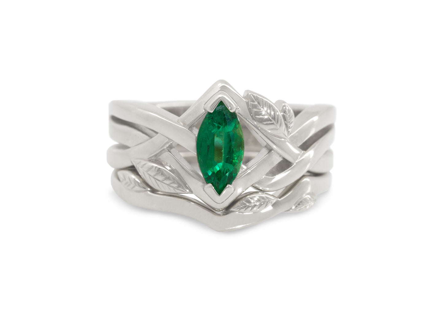 Marquise Gemstone Elvish Woodland Ring, Sterling Silver