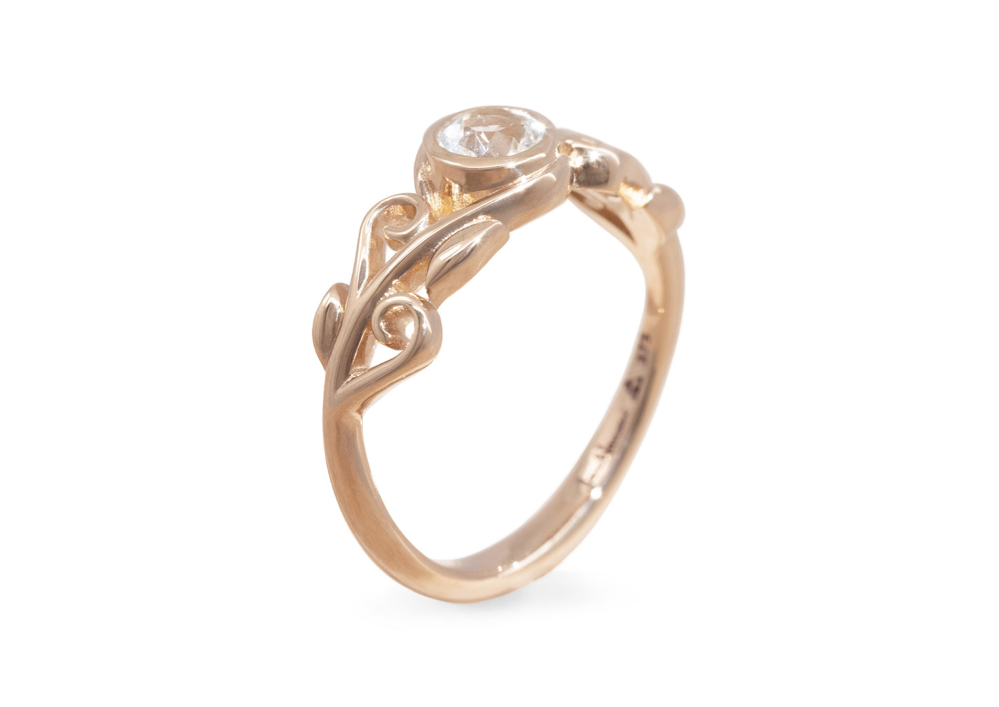 Diamond Elvish Vine Ring, Red Gold