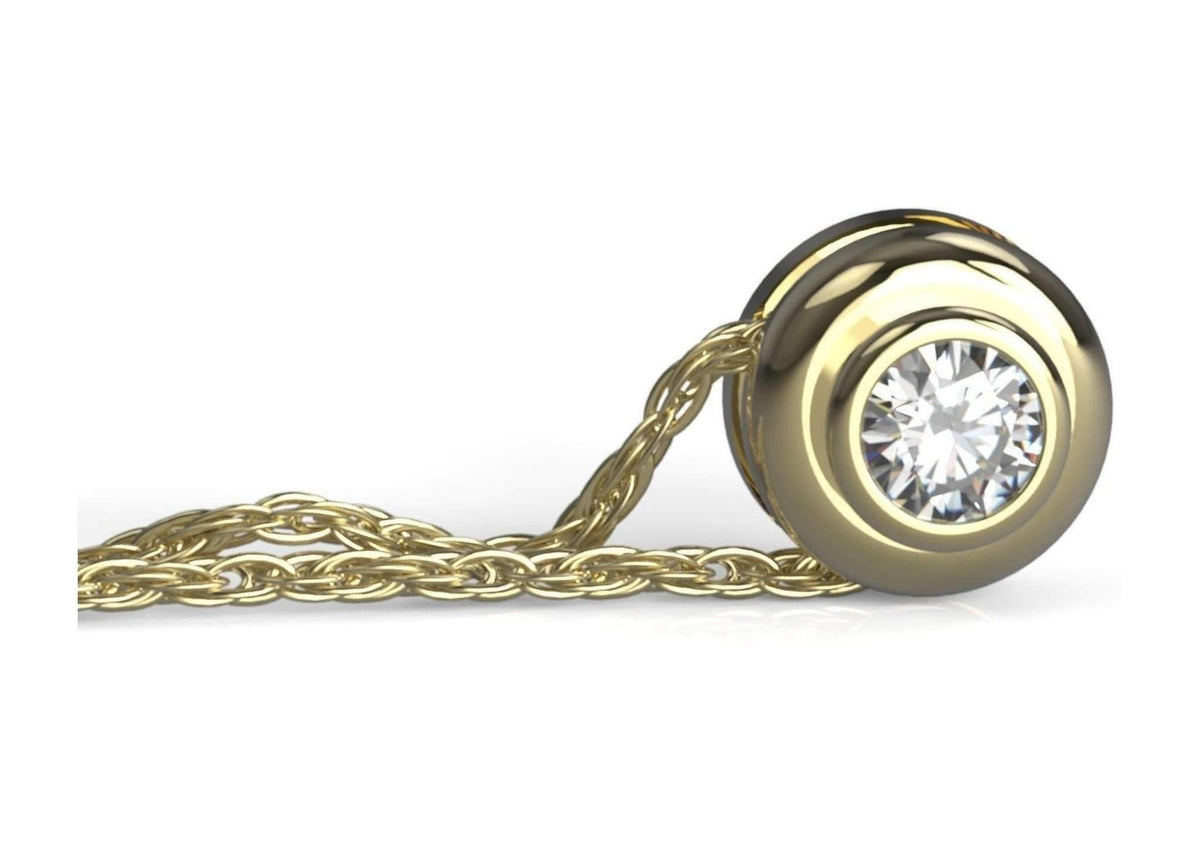 Diamond pendent necklace bezel set in 14ct