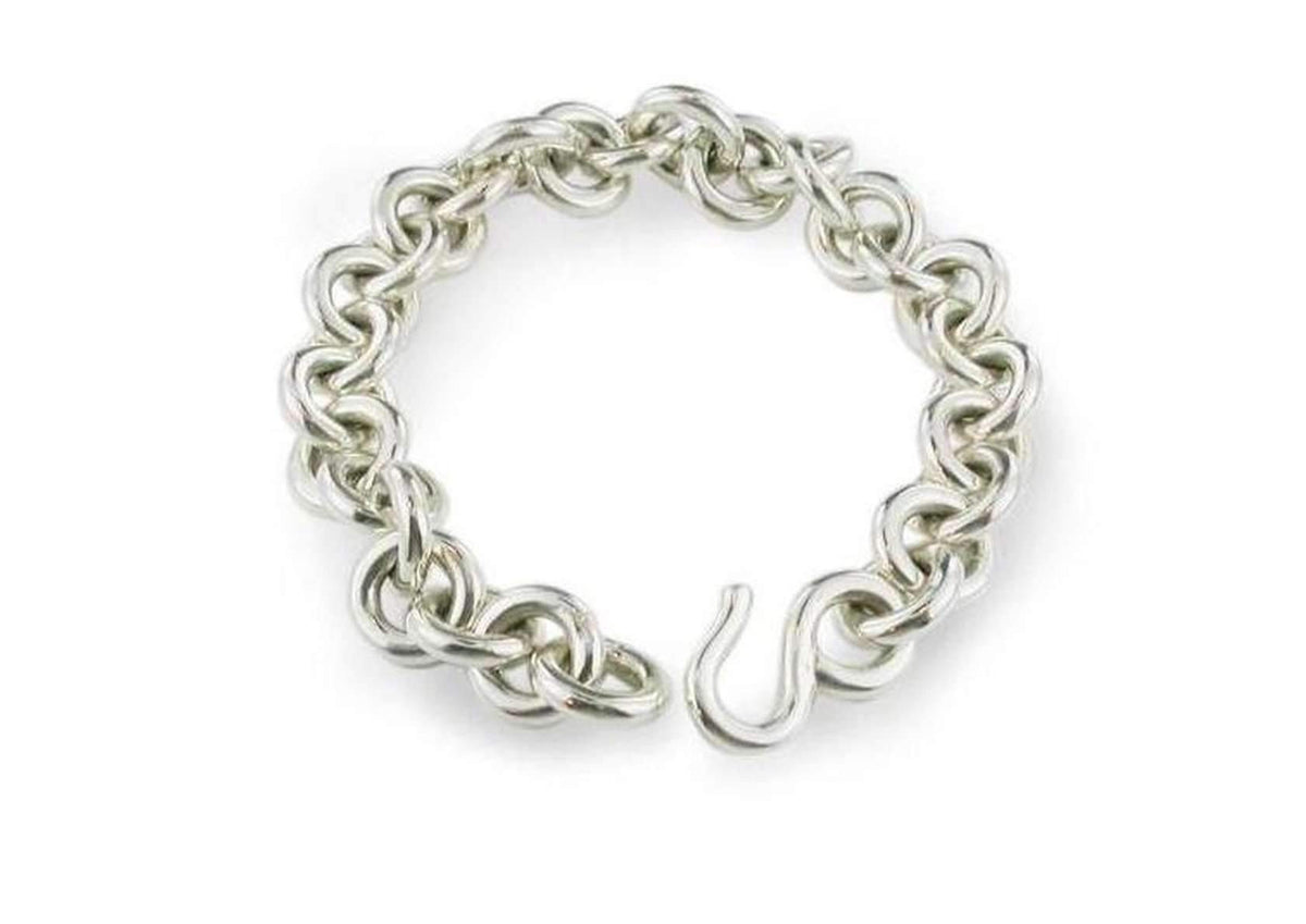 Open Round Link Bracelet, Pure Silver