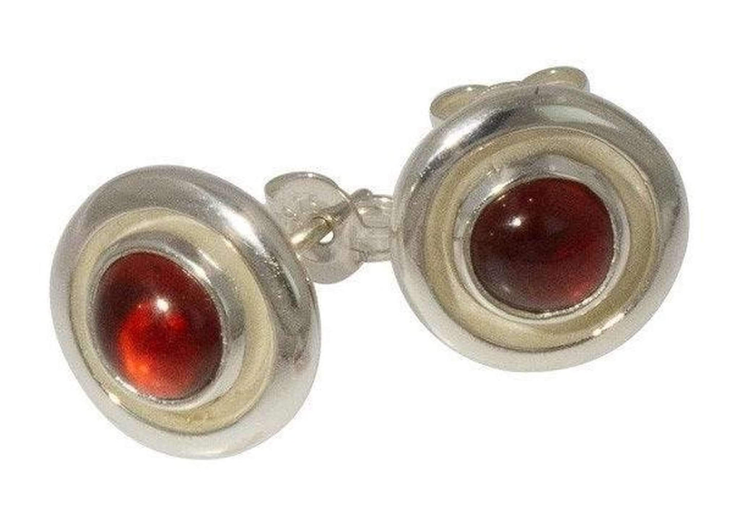 Sterling Silver Cabochon cut Garnet Earrings - Jens Hansen