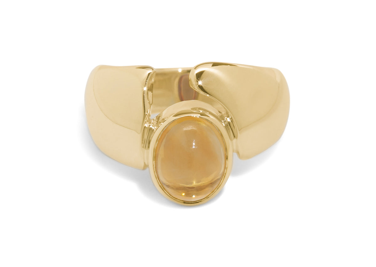 JW23 Cabochon Gemstone Ring, Yellow Gold