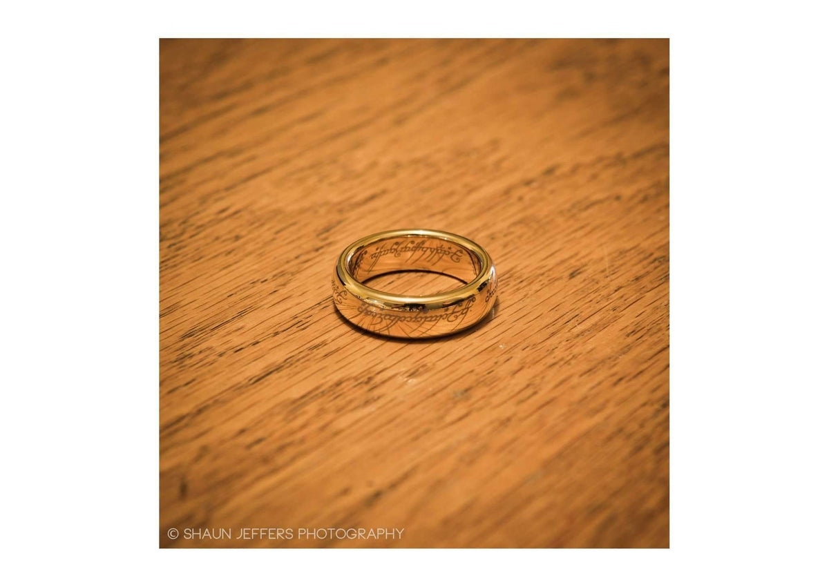 The Lord of the Rings: The One Ring: Gold Plated Tungsten Carbide (with Elvish runes)