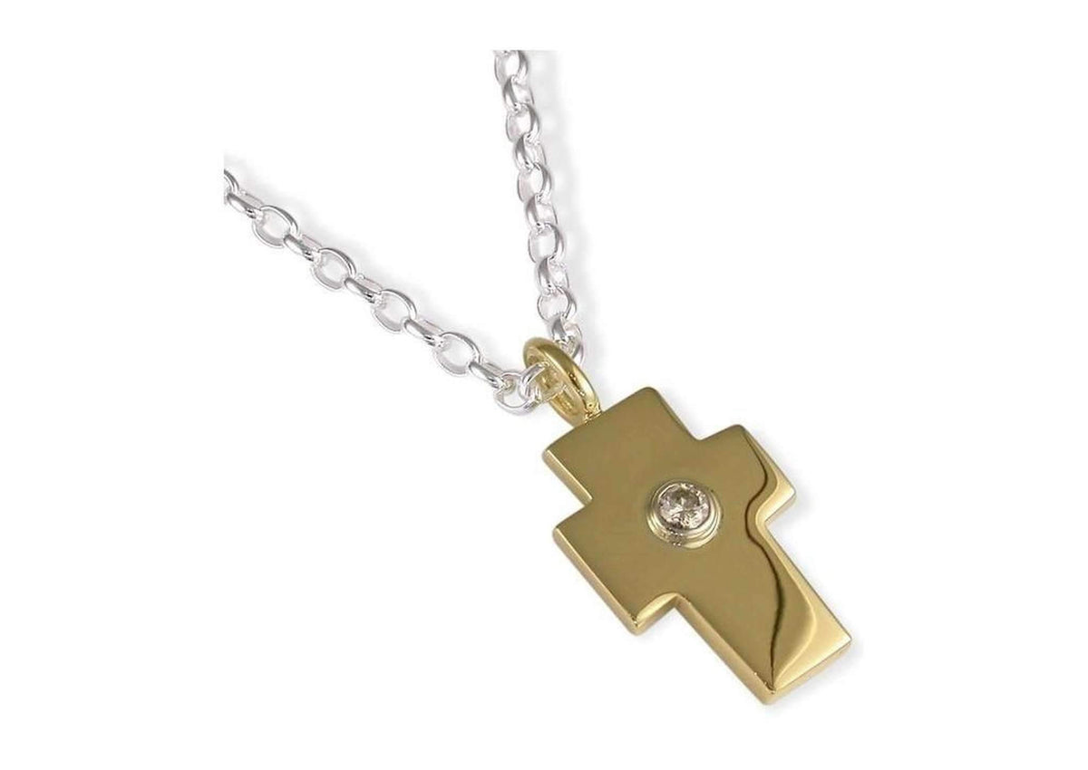 9ct yellow gold Cross with Diamond pendant - Jens Hansen