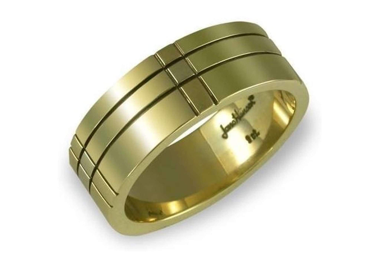 Golden Grooved Wedding band - Jens Hansen