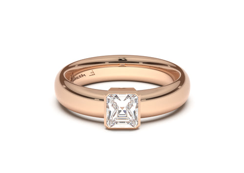 Emerald Cut Elegant Engagement Ring, Red Gold