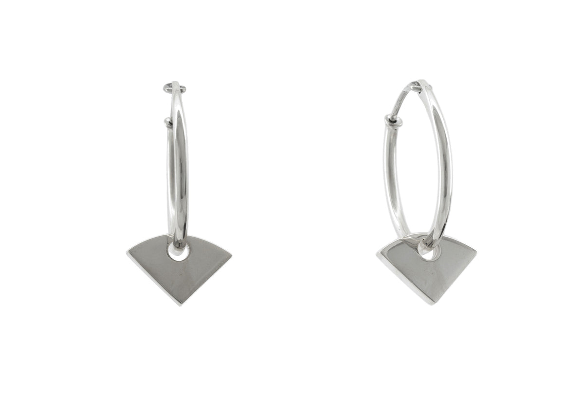 E14 Arc Hoop Earring, White Gold & Platinum