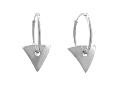 E13 Triangle Hoop Earrings, White Gold & Platinum