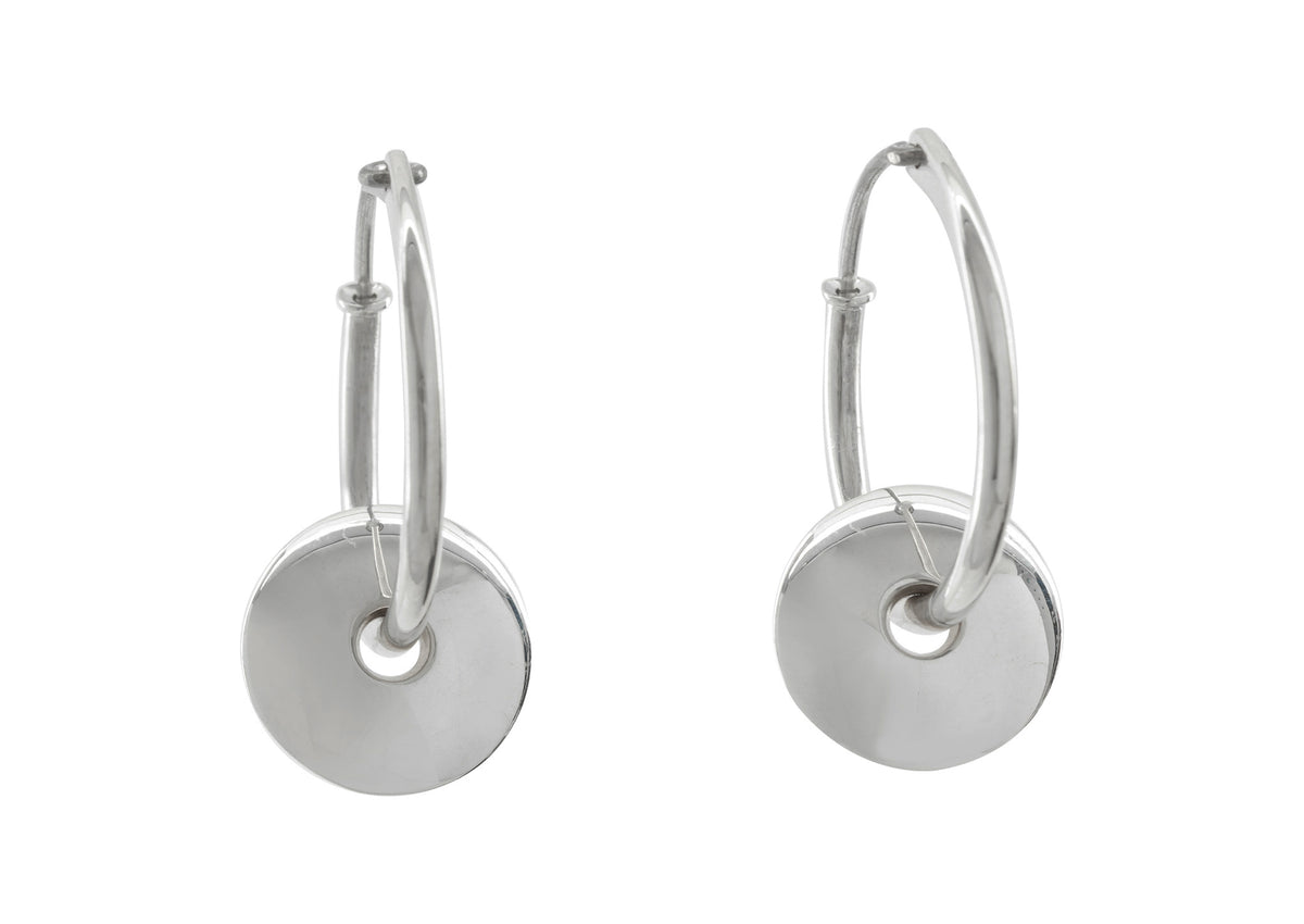 E11 Circle Hoop Earrings, White Gold & Platinum
