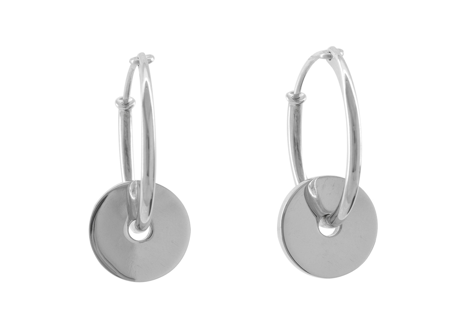 E11 Circle Hoop Earrings, White Gold & Platinum