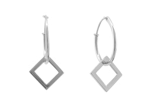 E4 Open Square Hoop Earrings, White Gold & Platinum