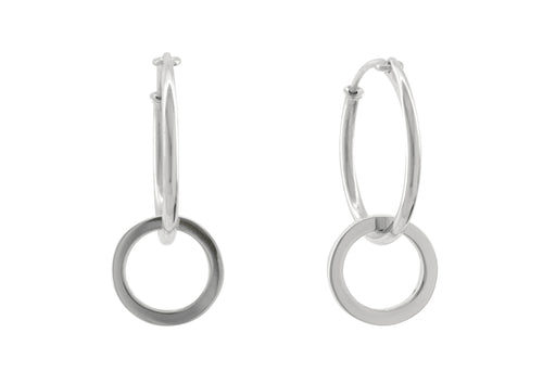 E1 Open Circle Hoop Earrings, White Gold & Platinum