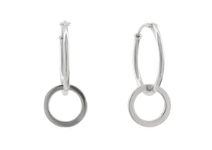 E1 Open Circle Hoop Earrings, White Gold & Platinum