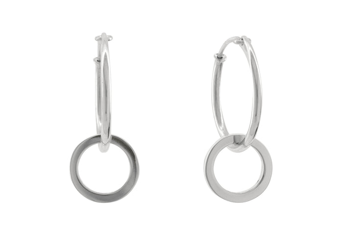 E1 Open Circle Hoop Earrings, White Gold & Platinum