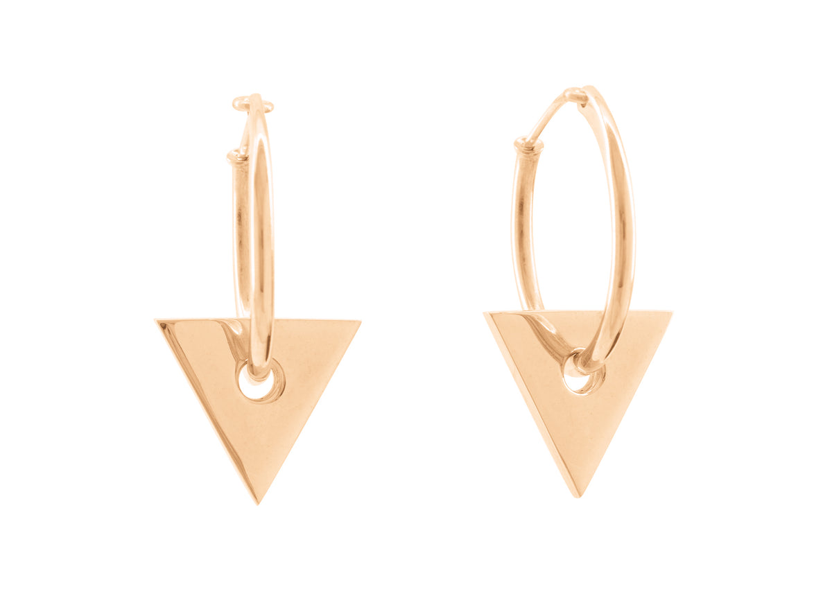 E13 Triangle Hoop Earrings, Red Gold