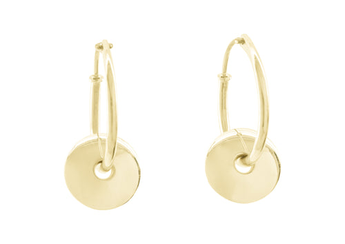 E11 Circle Hoop Earrings, Yellow Gold