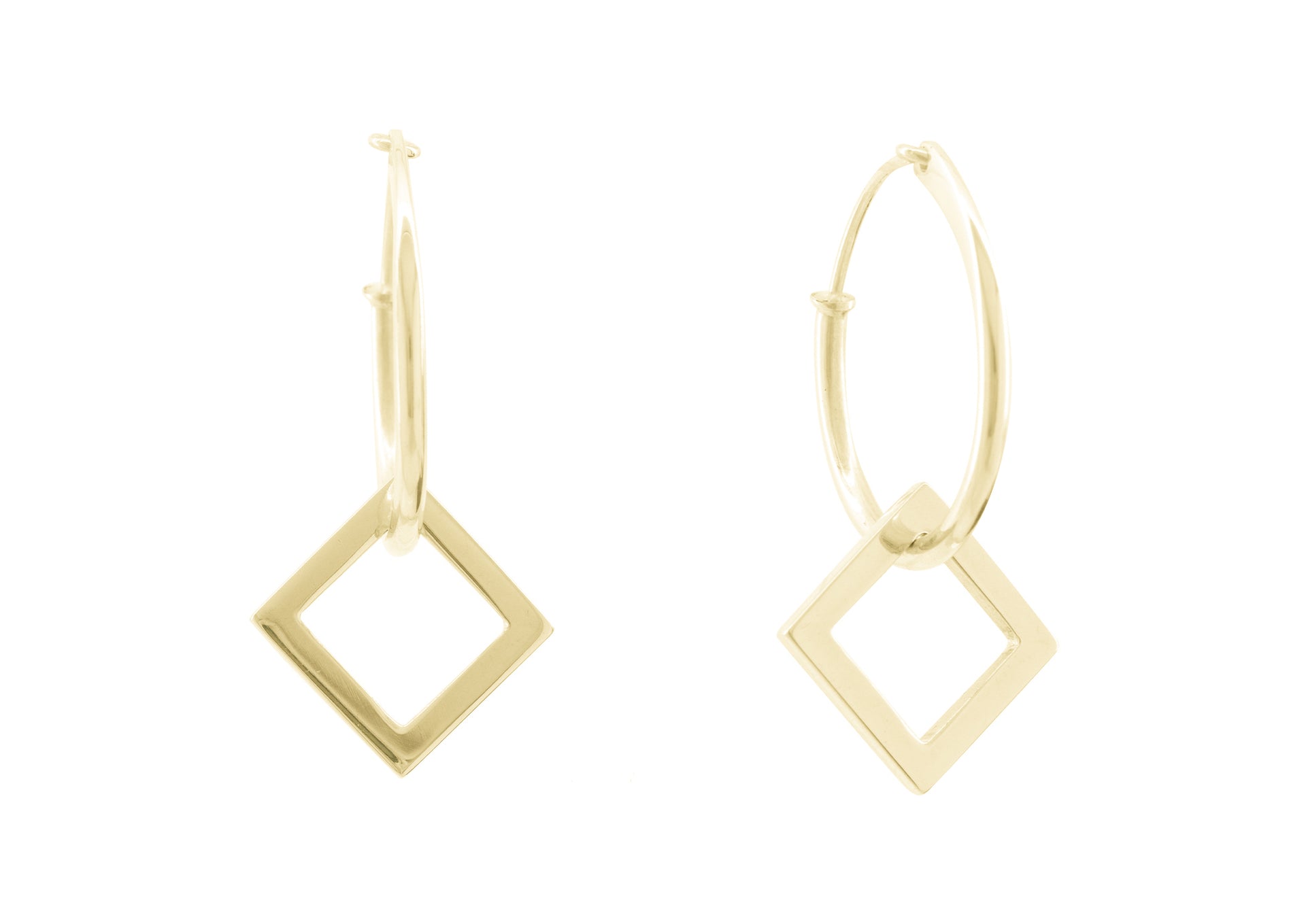 E4 Open Square Hoop Earrings, Yellow Gold