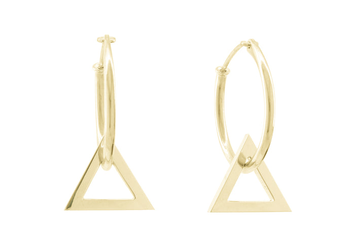 E3 Open Triangle Hoop Earrings, Yellow Gold