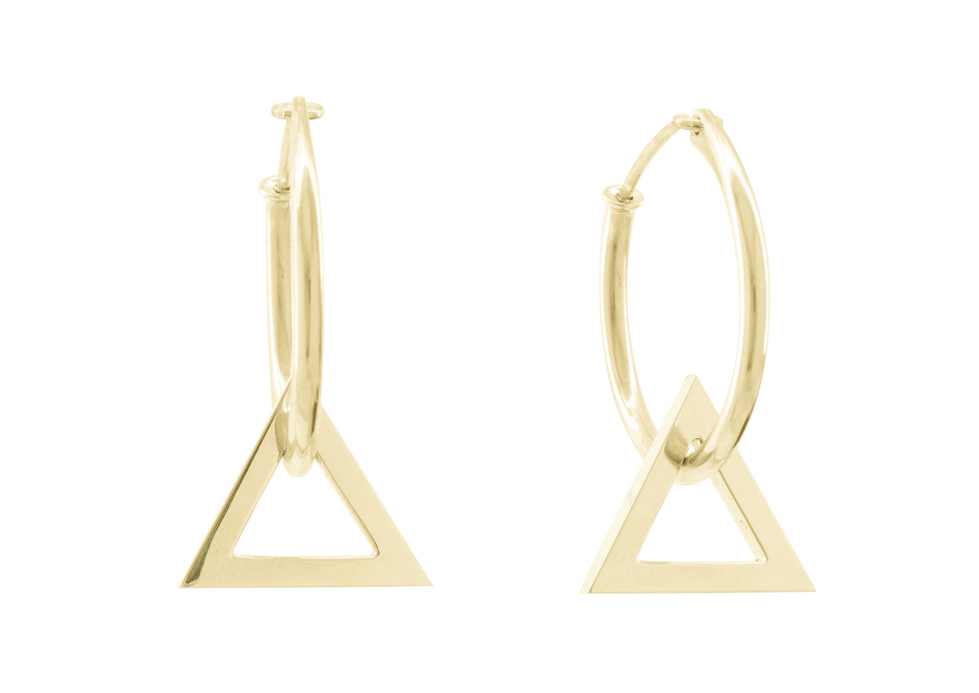 E3 Open Triangle Hoop Earrings, Yellow Gold
