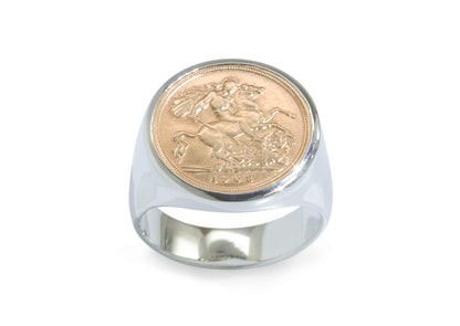 JW246 Coin Signet Ring, Sterling Silver