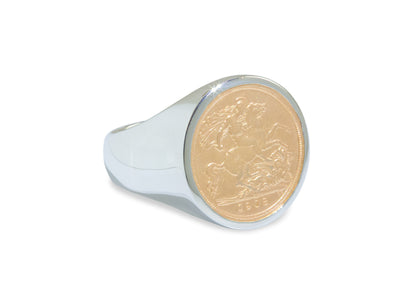 JW246 Coin Signet Ring, Sterling Silver