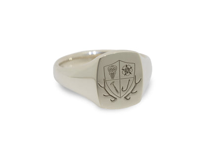 Modern Family Crest Signet Ring, White Gold