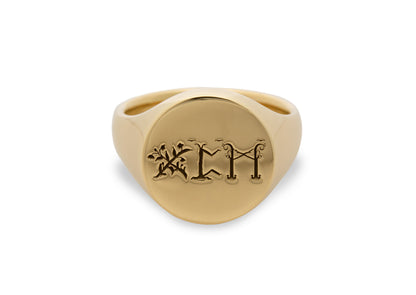 Custom Runes Signet Ring, Yellow Gold