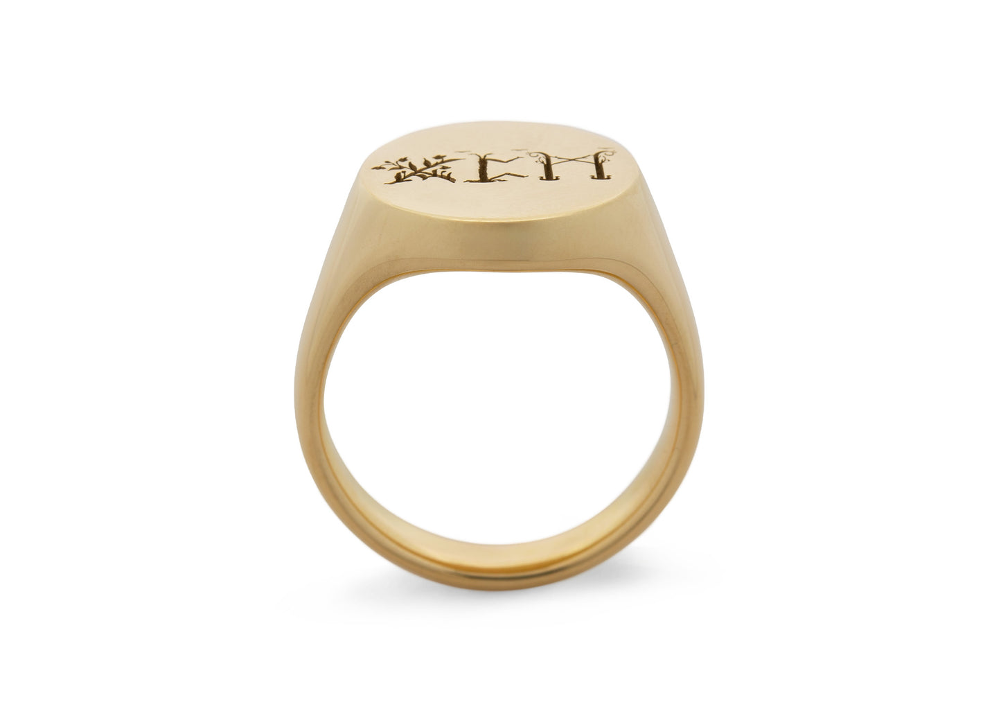 Custom Runes Signet Ring, Yellow Gold