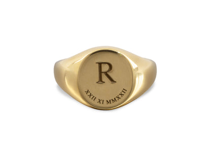 JW670 Custom Initial Signet Ring, Yellow Gold