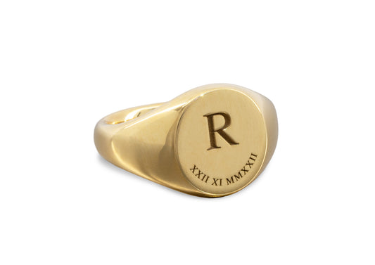JW670 Custom Initial Signet Ring, Yellow Gold