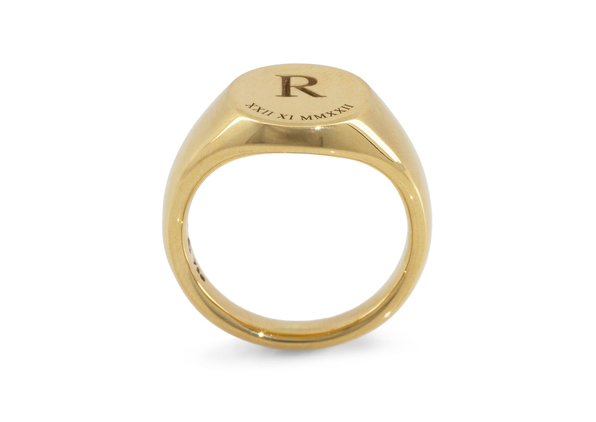 JW670 Custom Initial Signet Ring, Yellow Gold