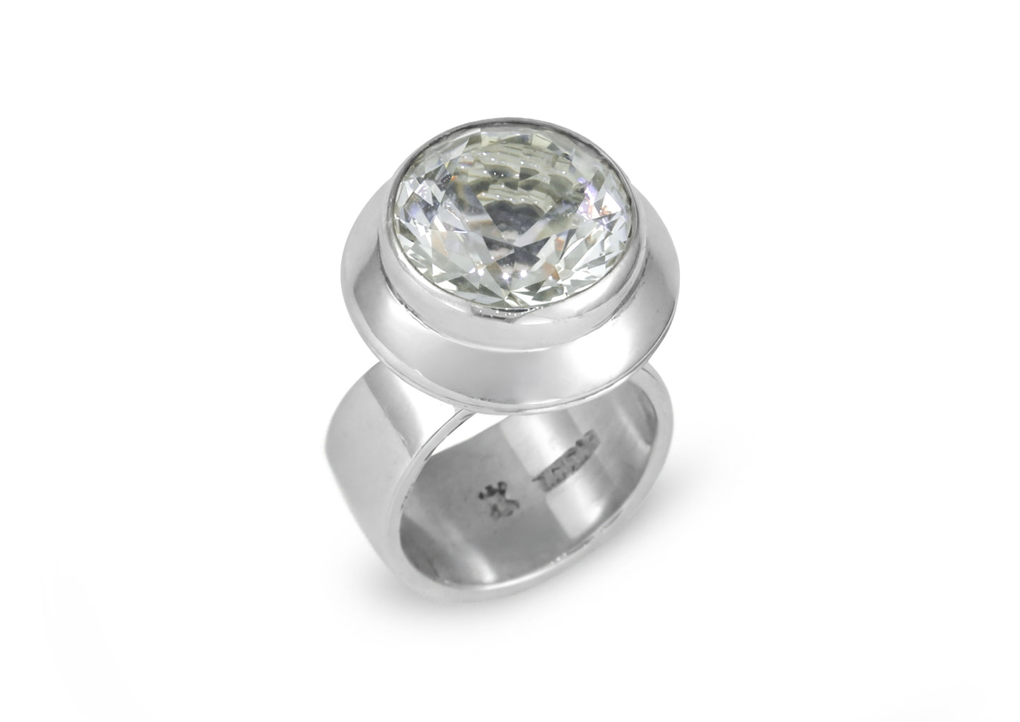 Silver & White Crystal Ring