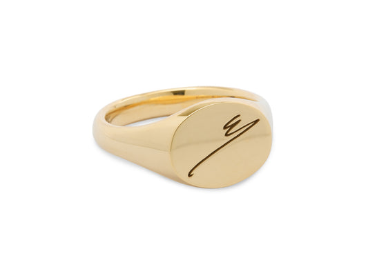 JW675 Simple Oval Signet Ring, Yellow Gold