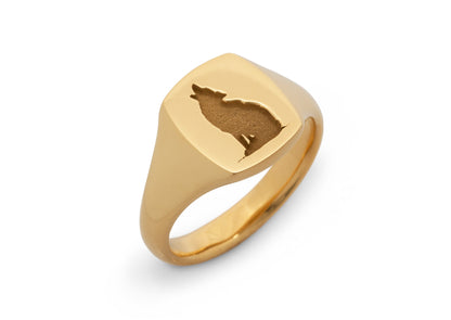 Quadrant Wolf Signet Ring, Yellow Gold