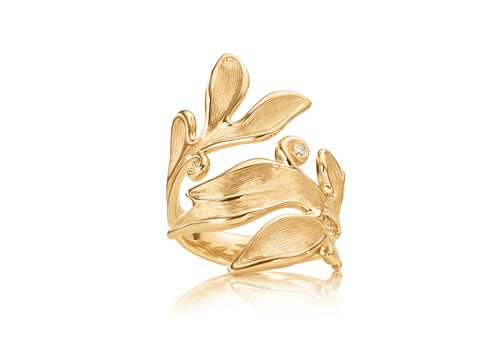Forest Ring with Diamond, Yellow Gold