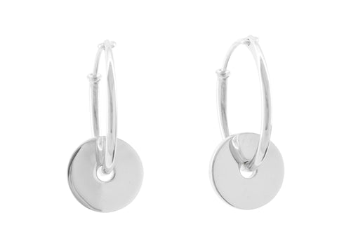 E11 Circle Hoop Earrings, Sterling Silver