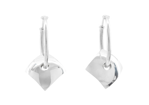 E12 Square Hoop Earrings, Sterling Silver